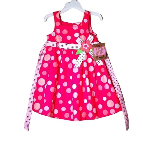 Sugah & Honey Pink & White Polka Dot Sleeveless Dress - Toddler & Girls 4 - Picture 1 of 5